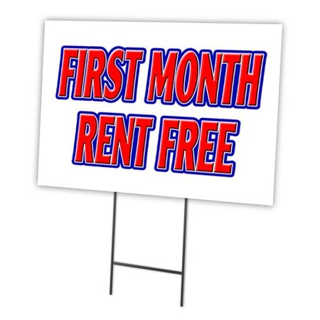 Signmission First Month Rent Free Yard & Stake outdoor plastic coroplast window, C-1216 First Month Rent Free C-1216 First Month Rent Free